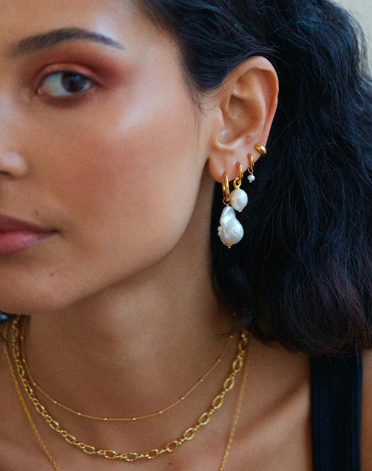 Baroque Pearl Earring Charm in Gold